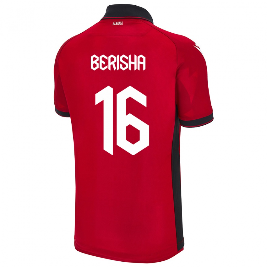 Damen Albanien Medon Berisha #16 Rot Heimtrikot Trikot 24-26 T-Shirt