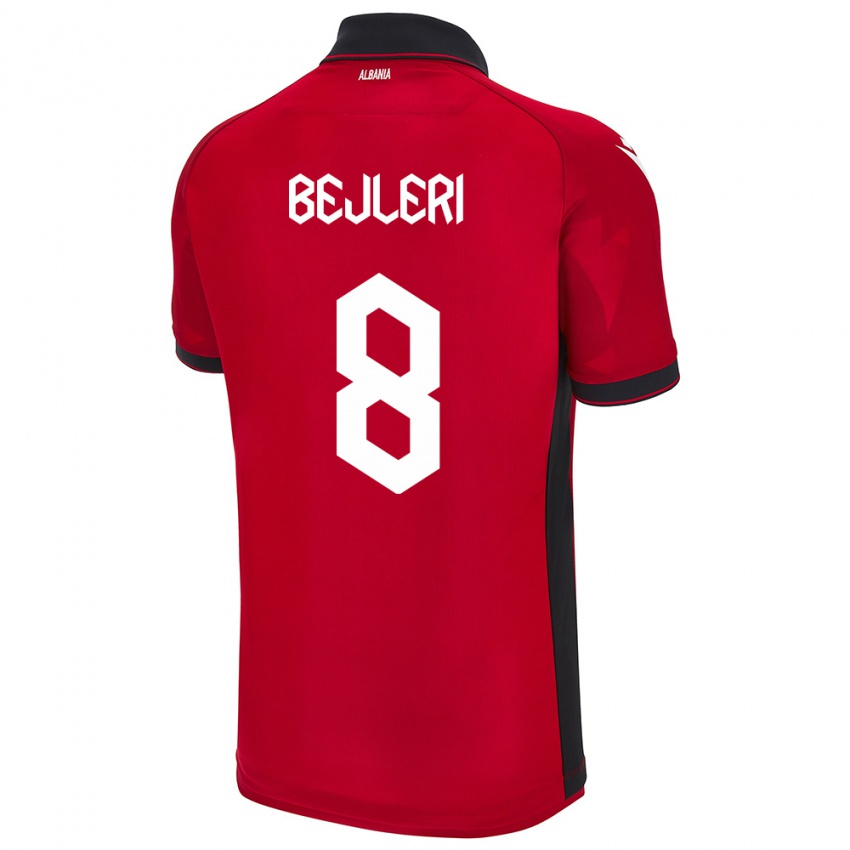 Damen Albanien Markela Bejleri #8 Rot Heimtrikot Trikot 24-26 T-Shirt