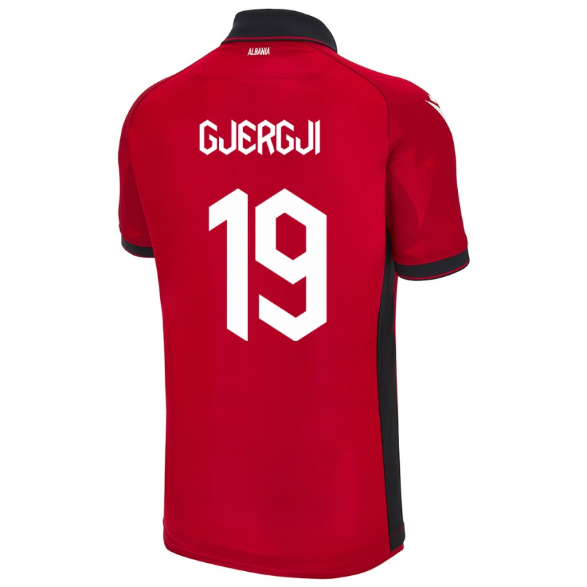 Damen Albanien Matilda Gjergji #19 Rot Heimtrikot Trikot 24-26 T-Shirt