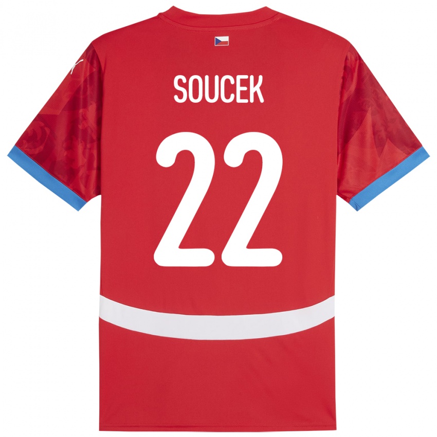 Damen Tschechien Tomas Soucek #22 Rot Heimtrikot Trikot 24-26 T-Shirt