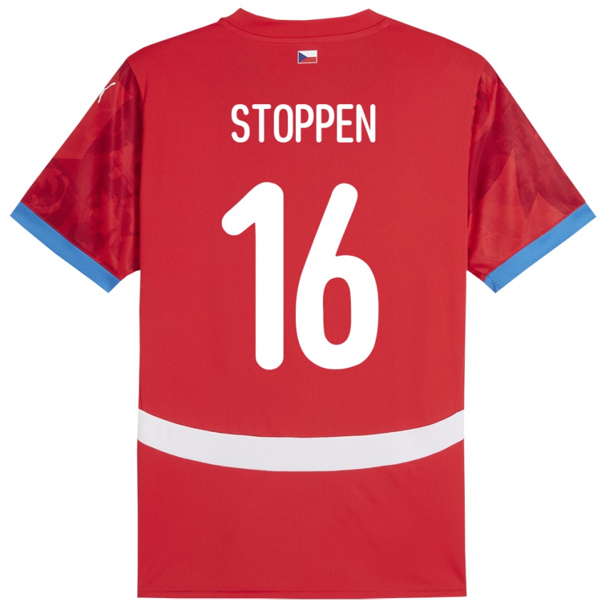 Damen Tschechien Tadeas Stoppen #16 Rot Heimtrikot Trikot 24-26 T-Shirt