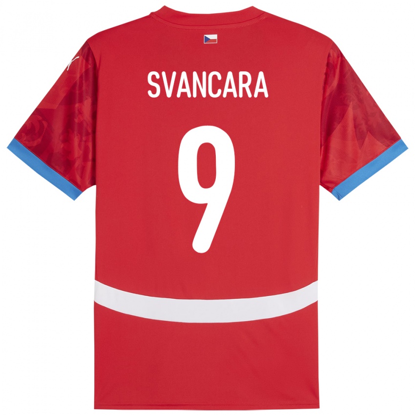 Damen Tschechien Daniel Svancara #9 Rot Heimtrikot Trikot 24-26 T-Shirt