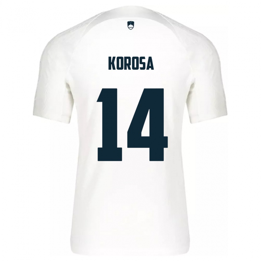 Damen Slowenien Anej Koroša #14 Weiß Heimtrikot Trikot 24-26 T-Shirt
