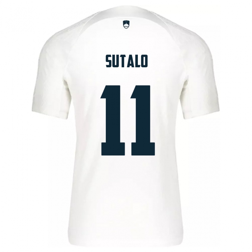 Damen Slowenien Aleksej Sutalo #11 Weiß Heimtrikot Trikot 24-26 T-Shirt