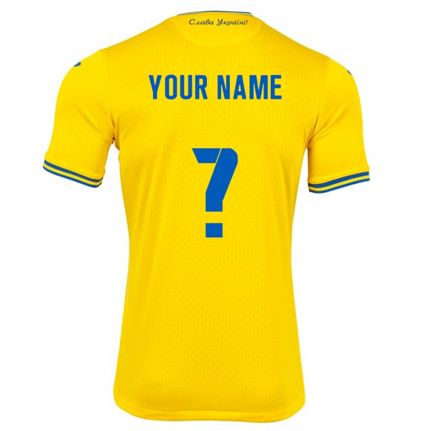 Damen Ukraine Ihren Namen #0 Gelb Heimtrikot Trikot 24-26 T-Shirt
