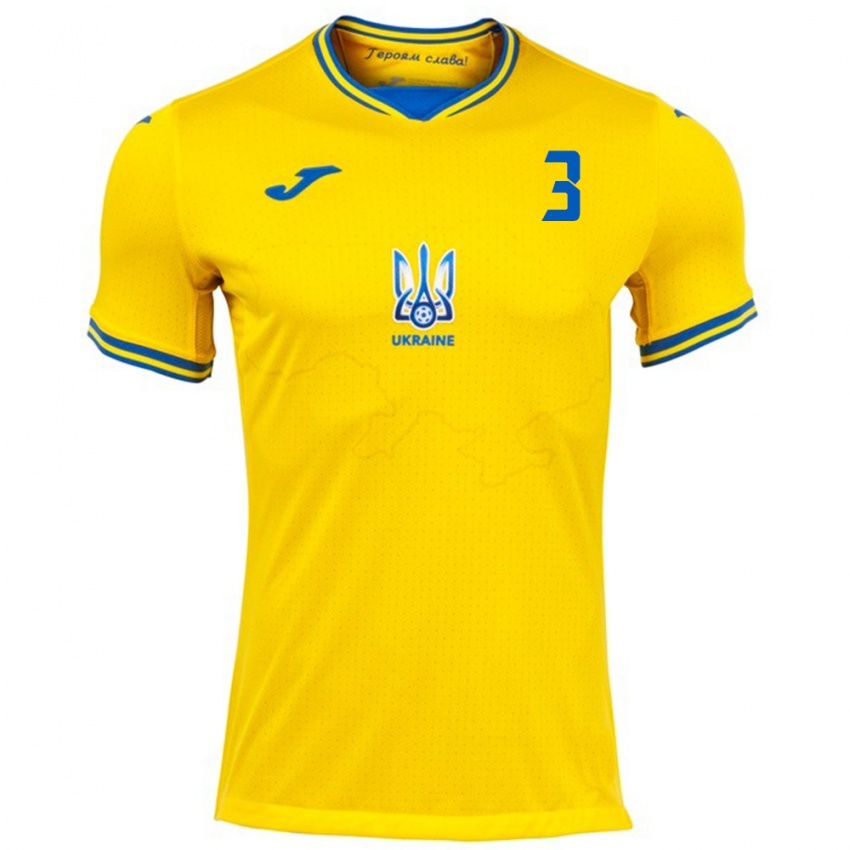 Damen Ukraine Anton Bol #3 Gelb Heimtrikot Trikot 24-26 T-Shirt