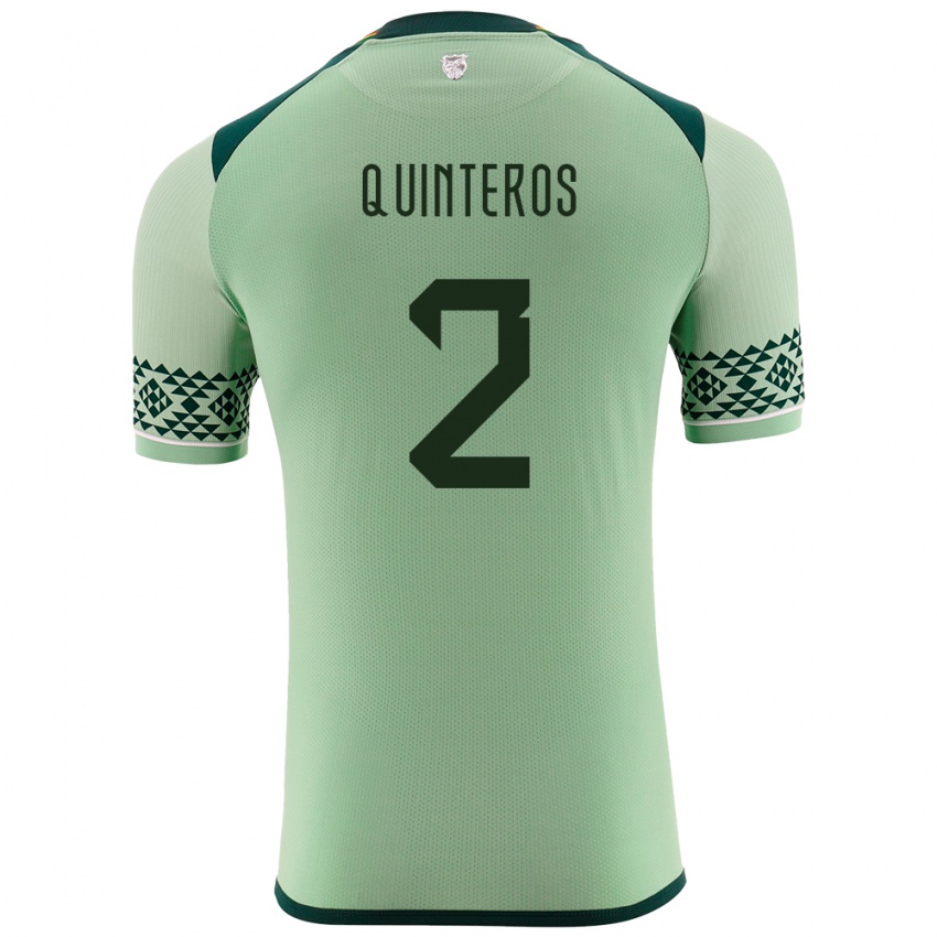 Damen Bolivien Jairo Quinteros #2 Hellgrün Heimtrikot Trikot 24-26 T-Shirt