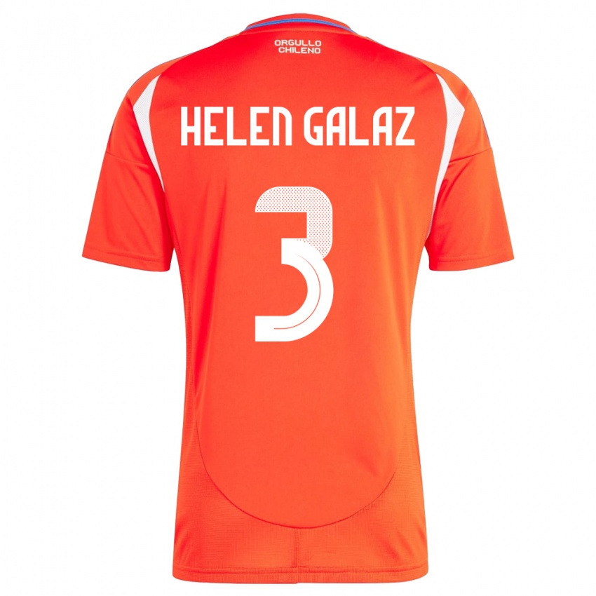Damen Chile Su Helen Galaz #3 Rot Heimtrikot Trikot 24-26 T-Shirt