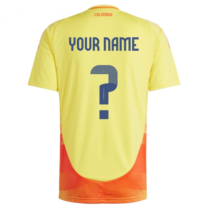 Damen Kolumbien Ihren Namen #0 Gelb Heimtrikot Trikot 24-26 T-Shirt