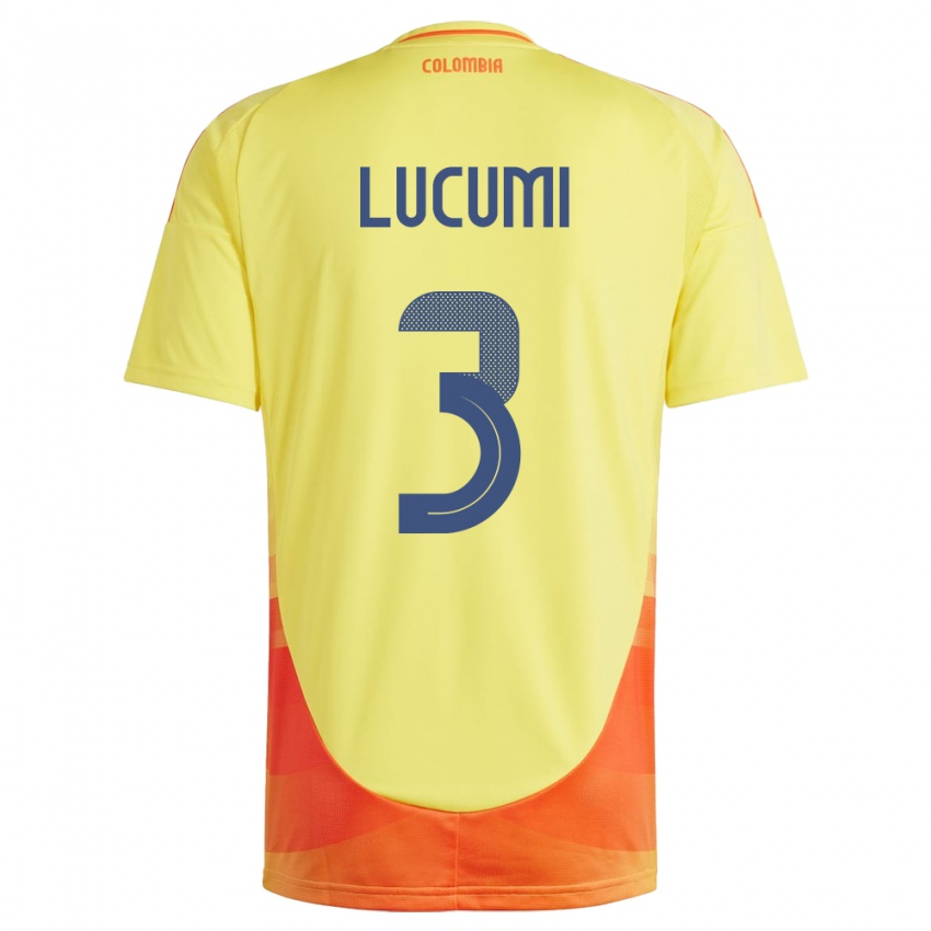 Damen Kolumbien Jhon Lucumí #3 Gelb Heimtrikot Trikot 24-26 T-Shirt