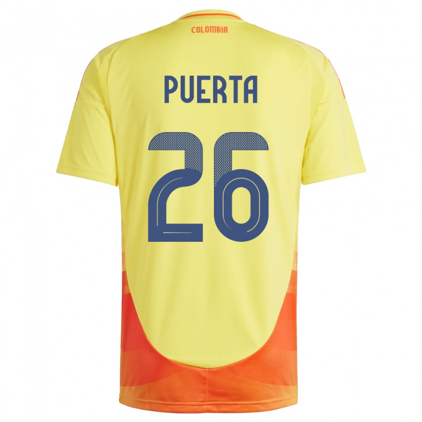 Damen Kolumbien Gustavo Puerta #26 Gelb Heimtrikot Trikot 24-26 T-Shirt