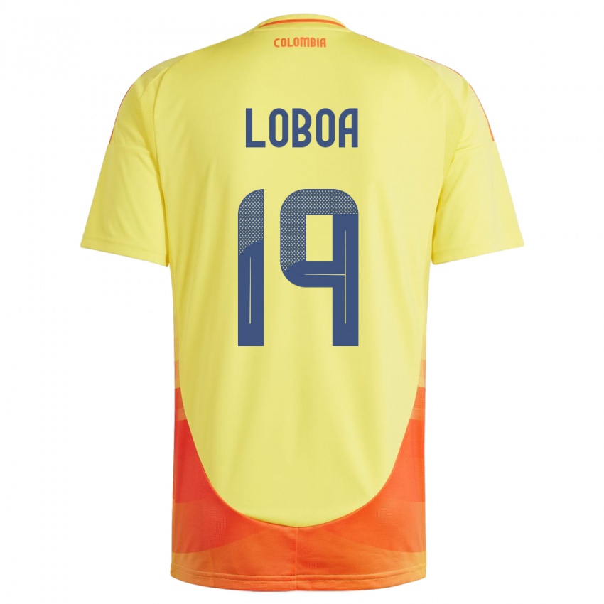 Damen Kolumbien Valerin Loboa #19 Gelb Heimtrikot Trikot 24-26 T-Shirt