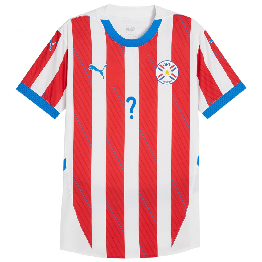 Damen Paraguay Antonio González #0 Weiß Rot Heimtrikot Trikot 24-26 T-Shirt