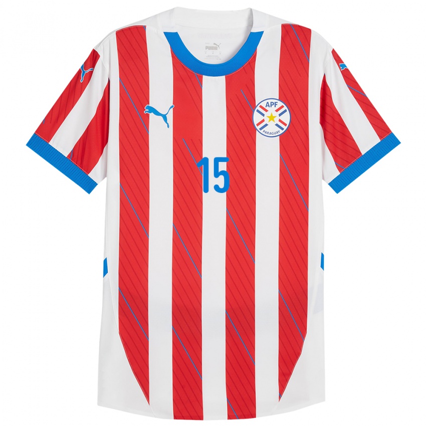 Damen Paraguay Axel Alfonzo #15 Weiß Rot Heimtrikot Trikot 24-26 T-Shirt