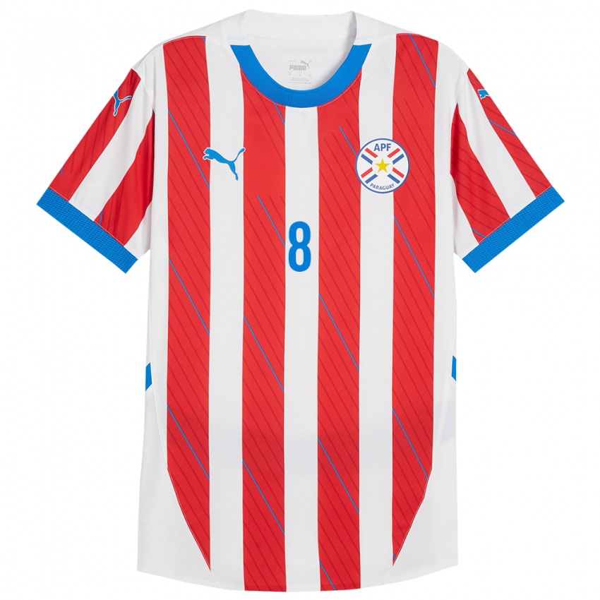 Damen Paraguay Fabrizio Baruja #8 Weiß Rot Heimtrikot Trikot 24-26 T-Shirt