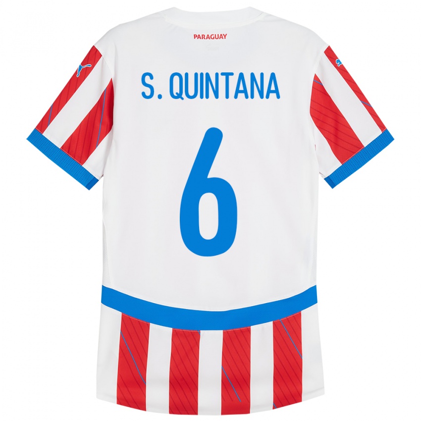 Damen Paraguay Sebastián Quintana #6 Weiß Rot Heimtrikot Trikot 24-26 T-Shirt