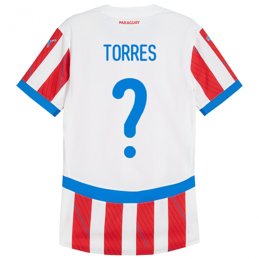 Damen Paraguay Diego Torres #0 Weiß Rot Heimtrikot Trikot 24-26 T-Shirt