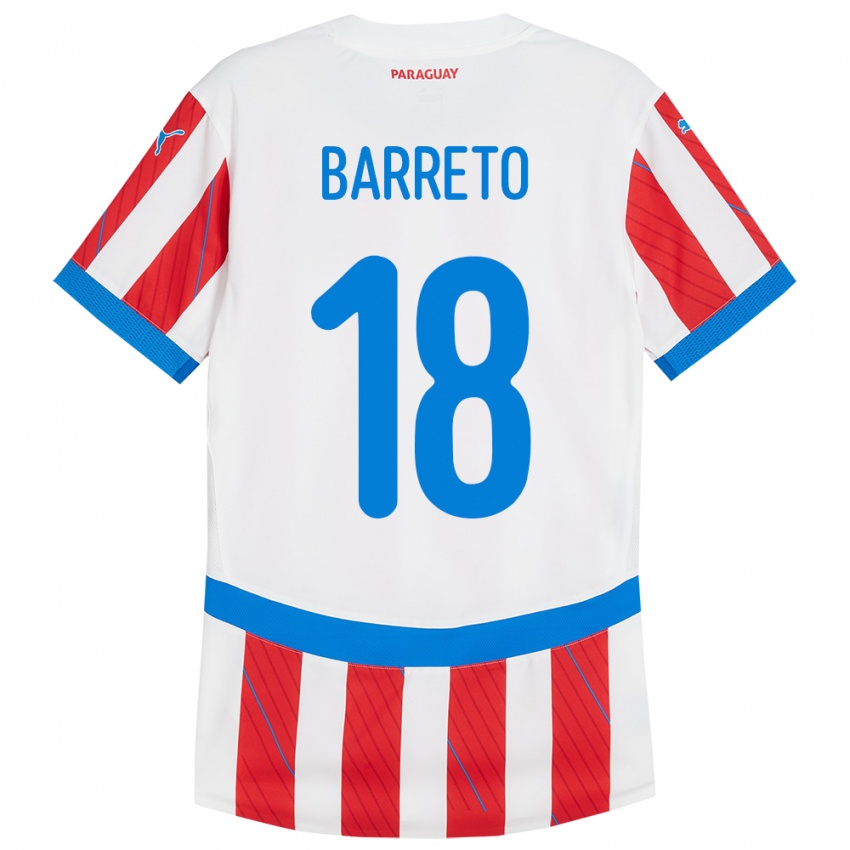 Damen Paraguay Liz Barreto #18 Weiß Rot Heimtrikot Trikot 24-26 T-Shirt