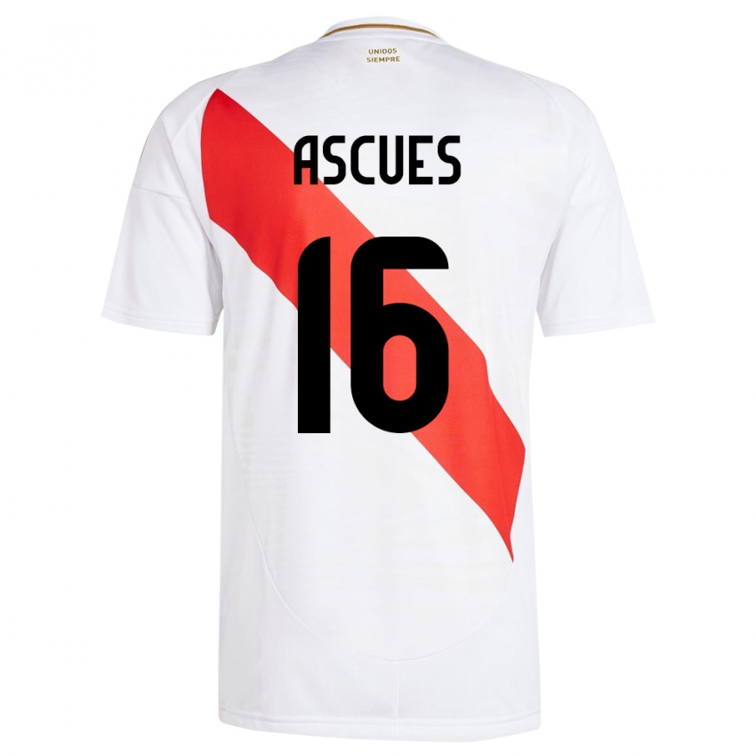 Damen Peru Carlos Ascues #16 Weiß Heimtrikot Trikot 24-26 T-Shirt