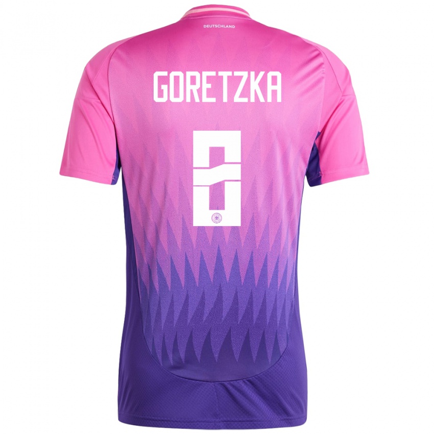 Damen Deutschland Leon Goretzka #8 Pink Lila Auswärtstrikot Trikot 24-26 T-Shirt