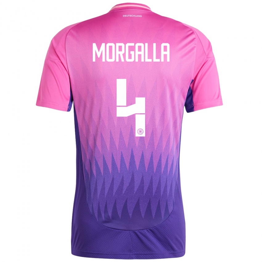 Damen Deutschland Leandro Morgalla #4 Pink Lila Auswärtstrikot Trikot 24-26 T-Shirt