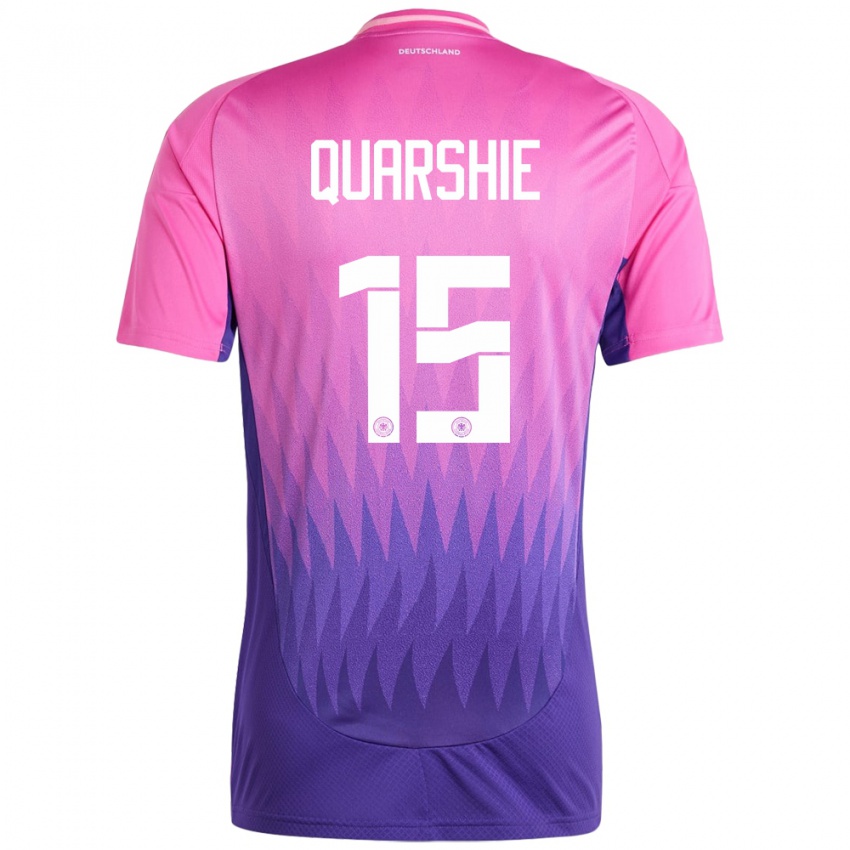 Damen Deutschland Joshua Quarshie #15 Pink Lila Auswärtstrikot Trikot 24-26 T-Shirt