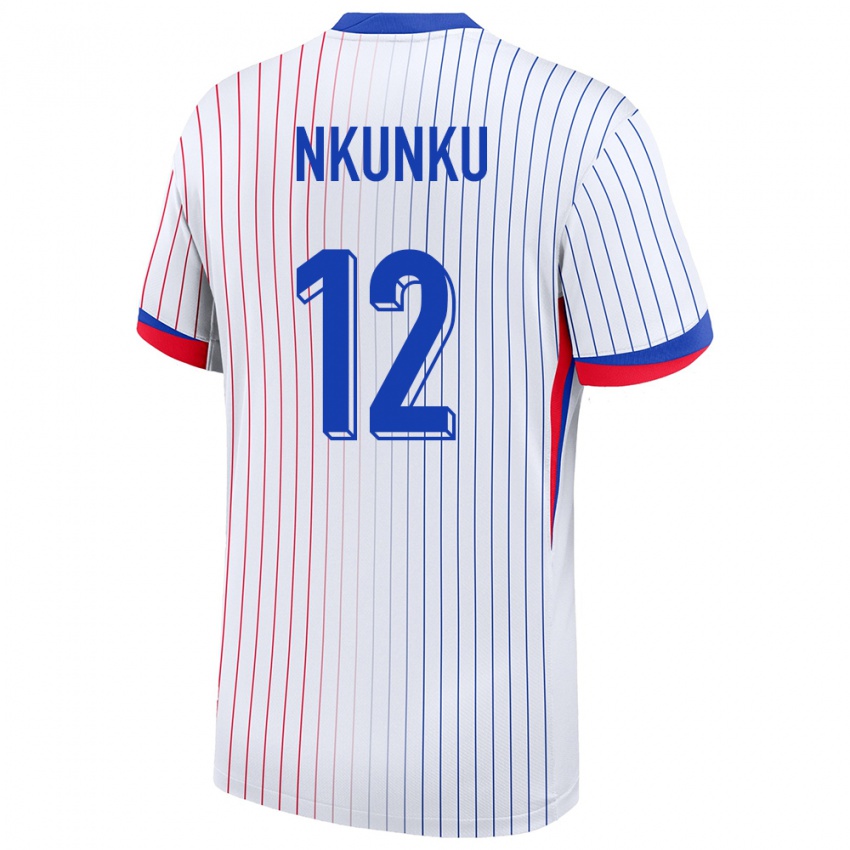 Damen Frankreich Christopher Nkunku #12 Weiß Auswärtstrikot Trikot 24-26 T-Shirt
