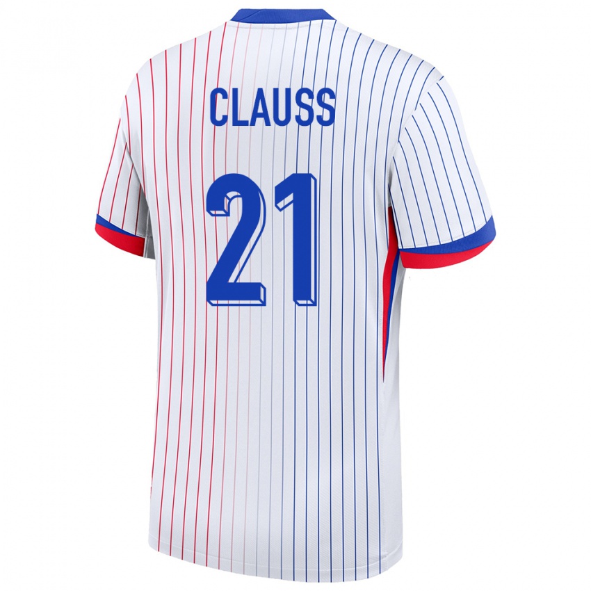 Damen Frankreich Jonathan Clauss #21 Weiß Auswärtstrikot Trikot 24-26 T-Shirt