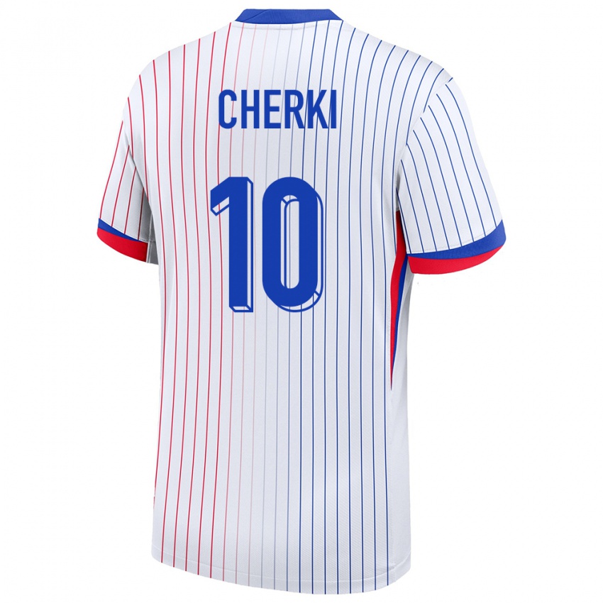 Damen Frankreich Rayan Cherki #10 Weiß Auswärtstrikot Trikot 24-26 T-Shirt