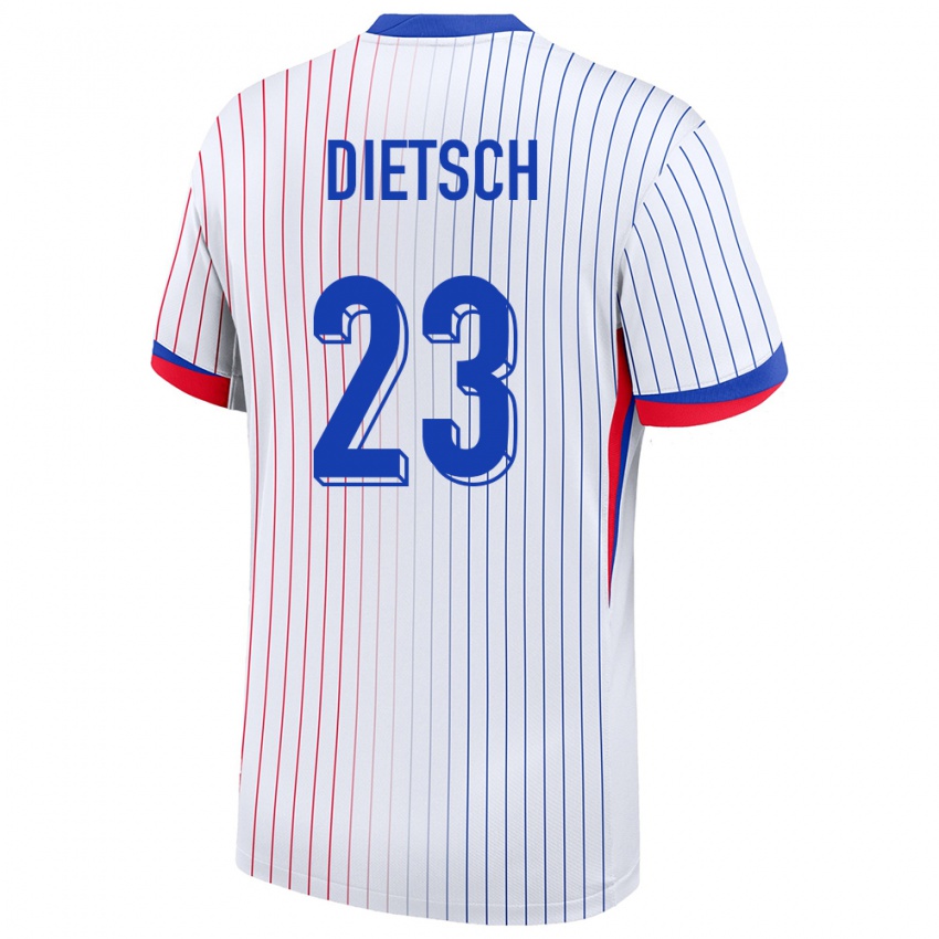 Damen Frankreich Guillaume Dietsch #23 Weiß Auswärtstrikot Trikot 24-26 T-Shirt