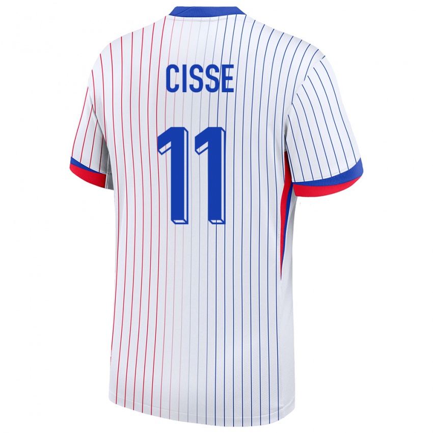 Damen Frankreich Lamine Cisse #11 Weiß Auswärtstrikot Trikot 24-26 T-Shirt