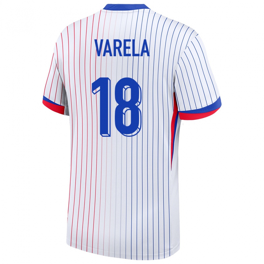 Damen Frankreich Jordan Varela #18 Weiß Auswärtstrikot Trikot 24-26 T-Shirt