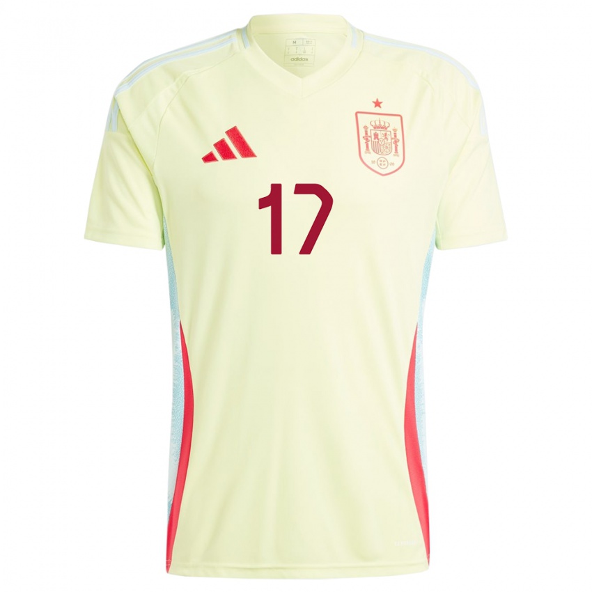 Damen Spanien Marcos Alonso #17 Gelb Auswärtstrikot Trikot 24-26 T-Shirt