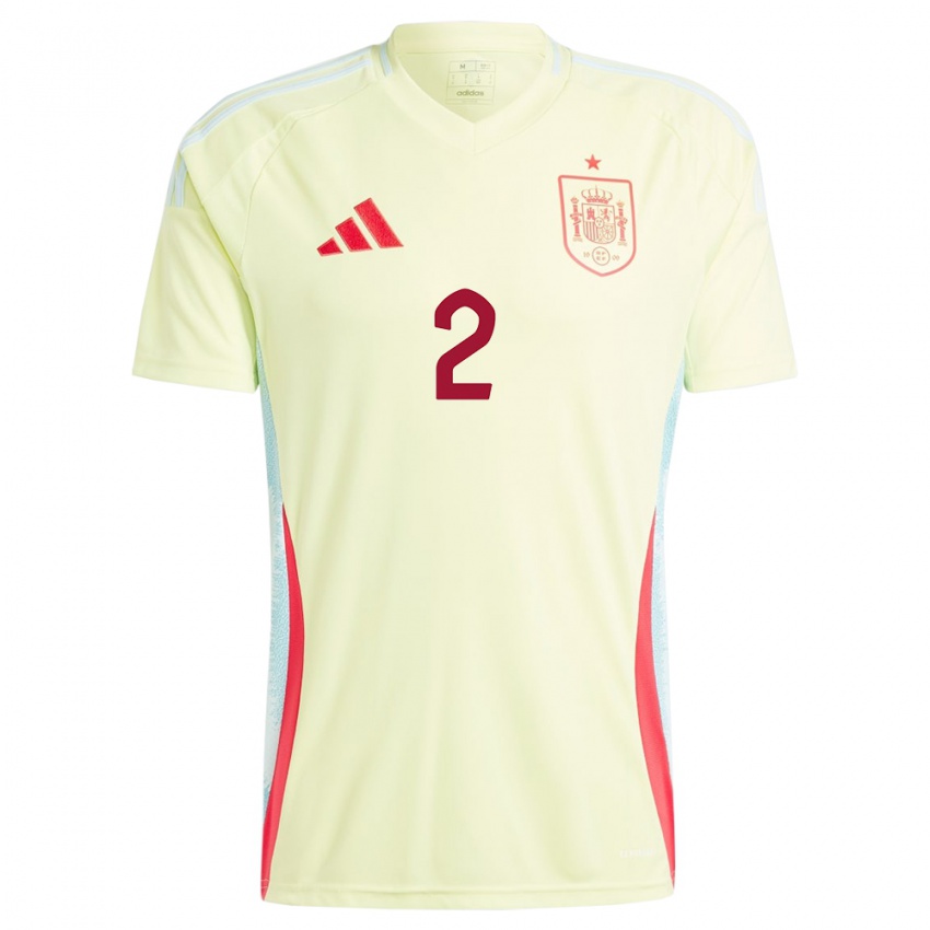 Damen Spanien Daniel Carvajal #2 Gelb Auswärtstrikot Trikot 24-26 T-Shirt