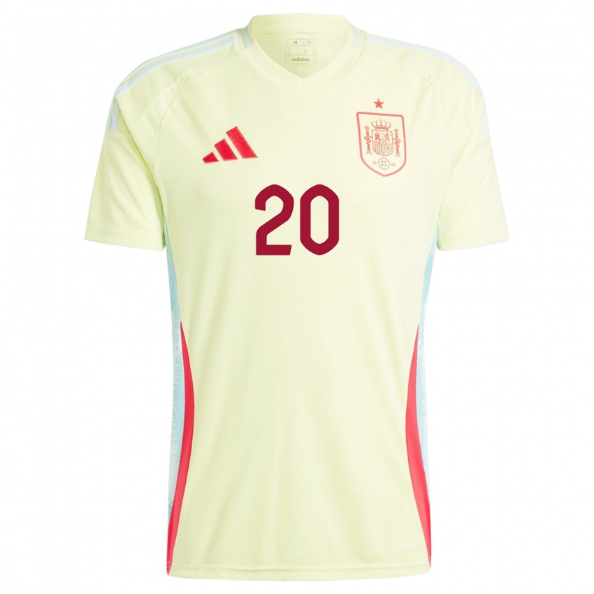 Damen Spanien Pedri #20 Gelb Auswärtstrikot Trikot 24-26 T-Shirt