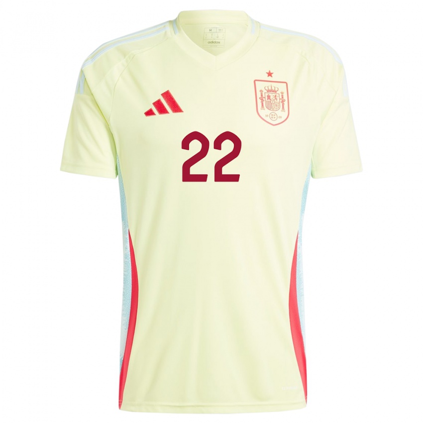 Damen Spanien Pablo Sarabia #22 Gelb Auswärtstrikot Trikot 24-26 T-Shirt