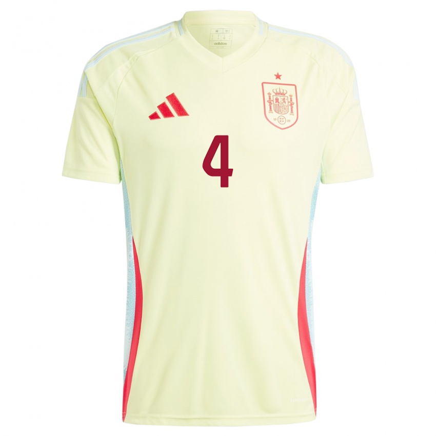 Damen Spanien Andrea Pereira #4 Gelb Auswärtstrikot Trikot 24-26 T-Shirt