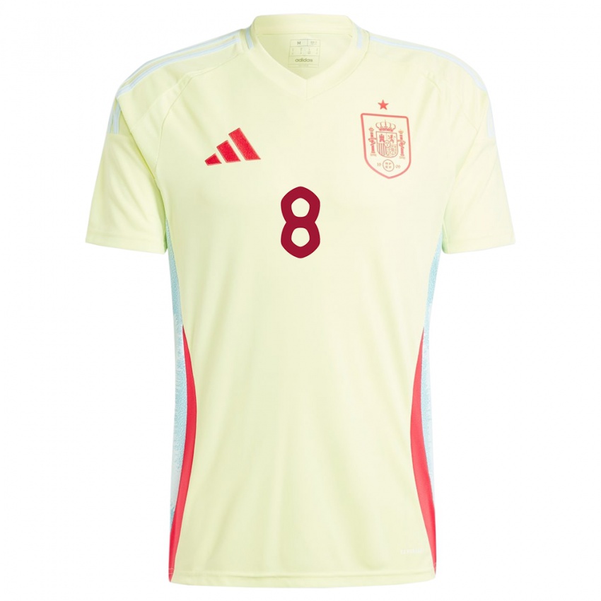 Damen Spanien Koke #8 Gelb Auswärtstrikot Trikot 24-26 T-Shirt