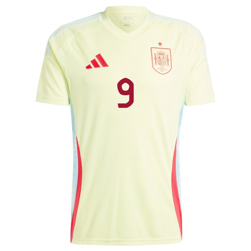 Damen Spanien Gavi #9 Gelb Auswärtstrikot Trikot 24-26 T-Shirt