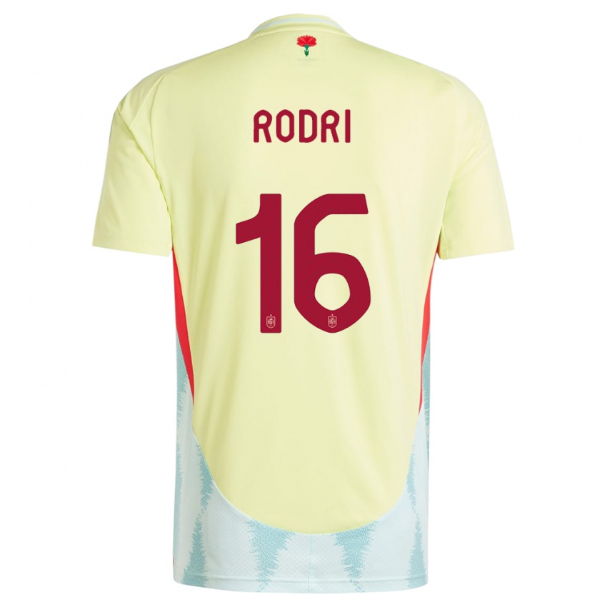 Damen Spanien Rodri #16 Gelb Auswärtstrikot Trikot 24-26 T-Shirt