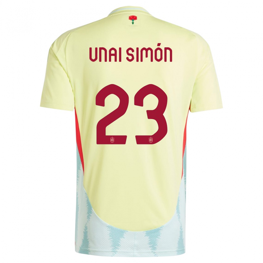 Damen Spanien Unai Simon #23 Gelb Auswärtstrikot Trikot 24-26 T-Shirt