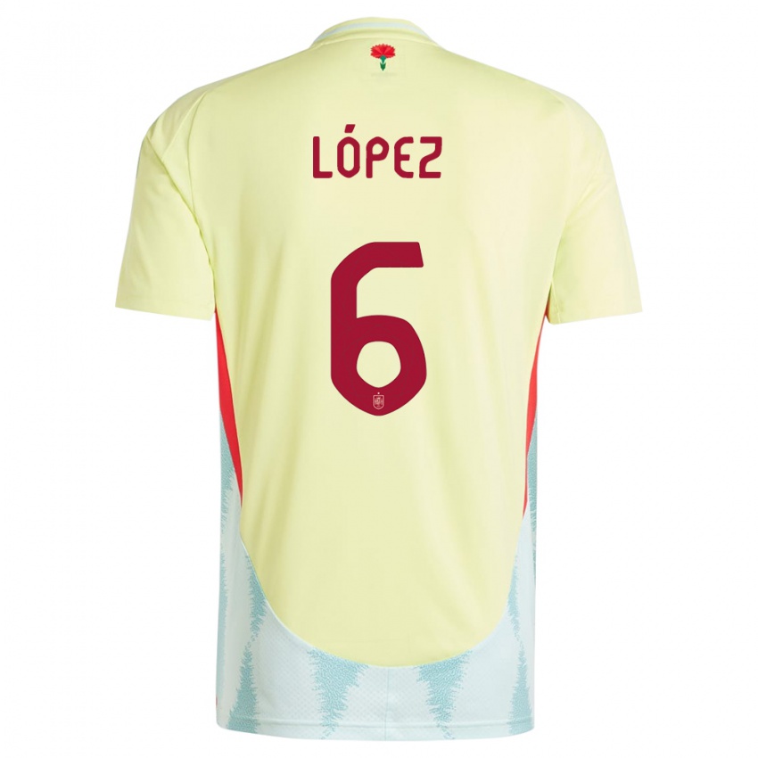 Damen Spanien Maitane Lopez #6 Gelb Auswärtstrikot Trikot 24-26 T-Shirt