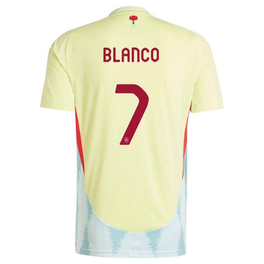 Damen Spanien Fabio Blanco #7 Gelb Auswärtstrikot Trikot 24-26 T-Shirt