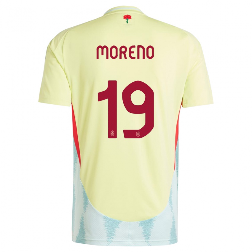 Damen Spanien Victor Moreno #19 Gelb Auswärtstrikot Trikot 24-26 T-Shirt