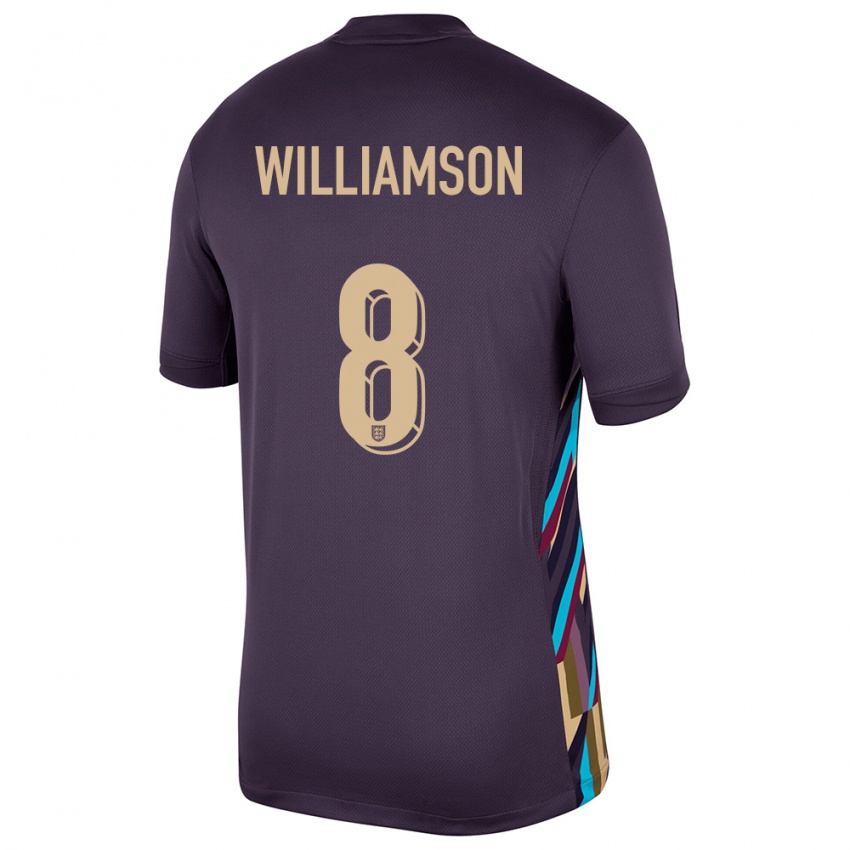 Damen England Leah Williamson #8 Dunkle Rosine Auswärtstrikot Trikot 24-26 T-Shirt