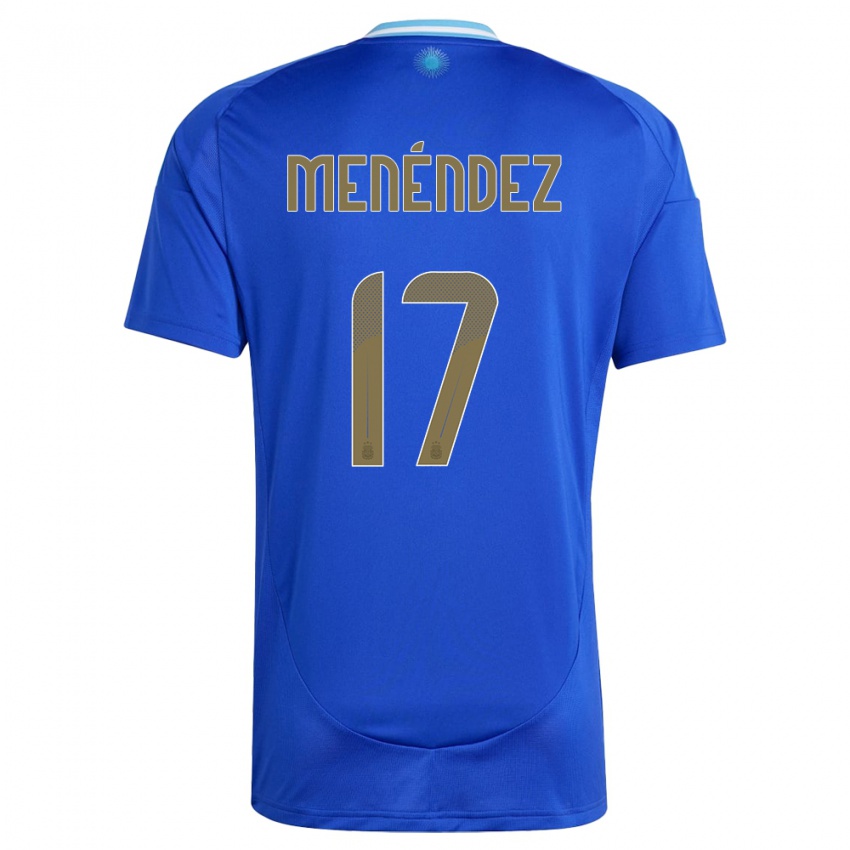 Damen Argentinien Milagros Menendez #17 Blau Auswärtstrikot Trikot 24-26 T-Shirt