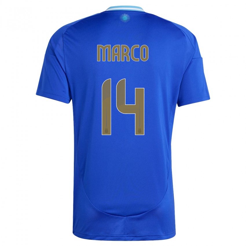 Damen Argentinien Francisco Marco #14 Blau Auswärtstrikot Trikot 24-26 T-Shirt