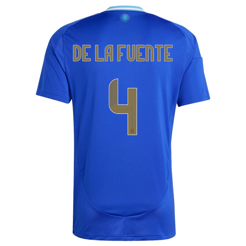 Damen Argentinien Hernan De La Fuente #4 Blau Auswärtstrikot Trikot 24-26 T-Shirt