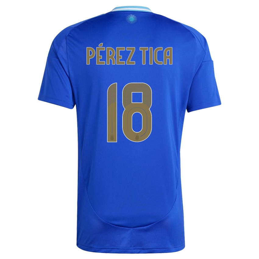 Damen Argentinien Jeremias Perez Tica #18 Blau Auswärtstrikot Trikot 24-26 T-Shirt