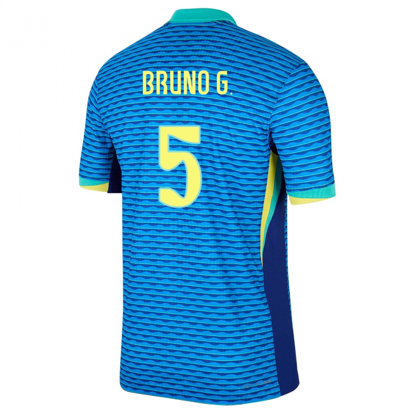 Damen Brasilien Bruno Guimaraes #5 Blau Auswärtstrikot Trikot 24-26 T-Shirt